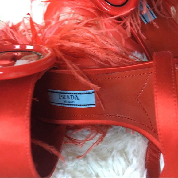Prada Feather Block Heels Sandal Shoes - Picture 3 of 7